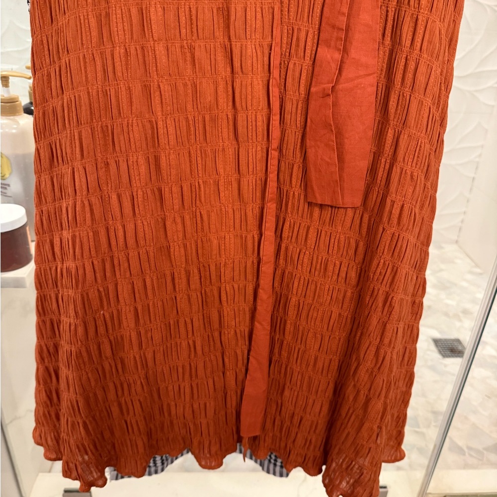 Paloma Blue Orange Ruffled Sleeve Maxi Wrap Dress NWT - Picture 6 of 6